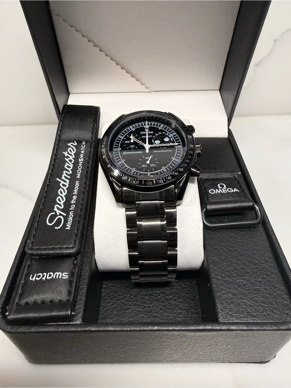 MoonSwatch MOD MISSION TO THE MOONPHASE - FULL MOON black/black
